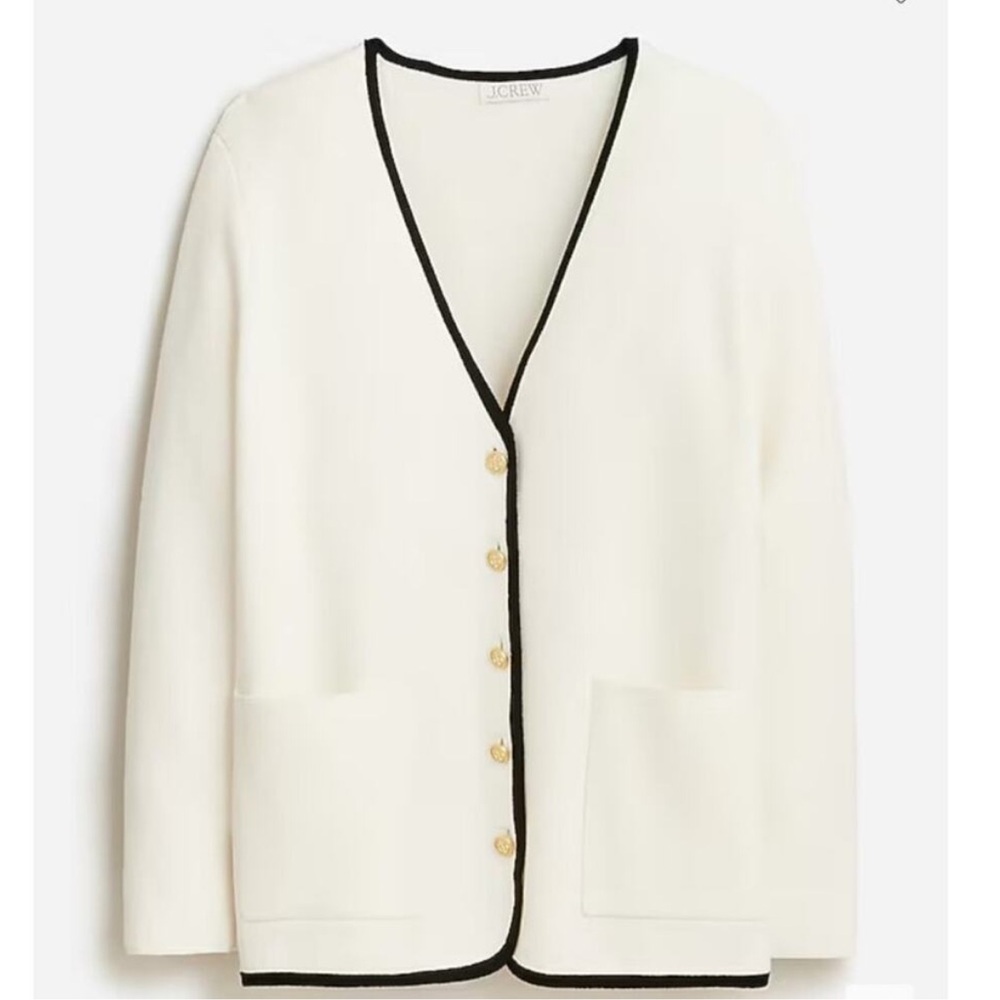 J Crew Giselle V-neck sweater blazer with contrast trim